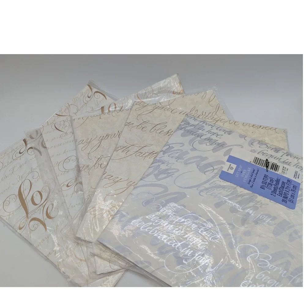 Ambassador Hallmark Wedding Gift Wrap  6 Pack 12 Sheets Script Marriage Gold